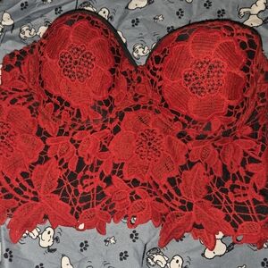 red lace bustier
